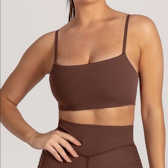 Meshki Tops - Meshki Asteria Thin Strap Crop Top Bra Chocolate M